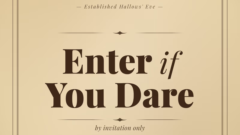 Collection of Enter If You Dare signs in various gothic typography styles