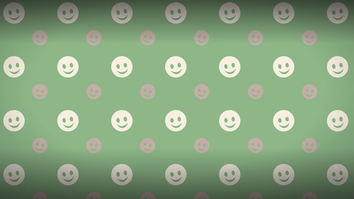 Preppy Smileys wallpaper: Grinning faces on preppy green with pink accents. Y2K rather than gothic.
